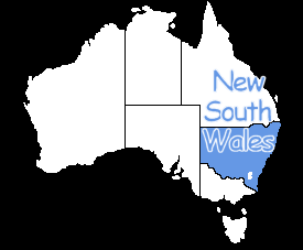 map of Australia, highlighting New South Wales